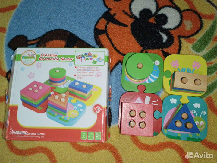 Развивающий детский сортер деревянный 3+