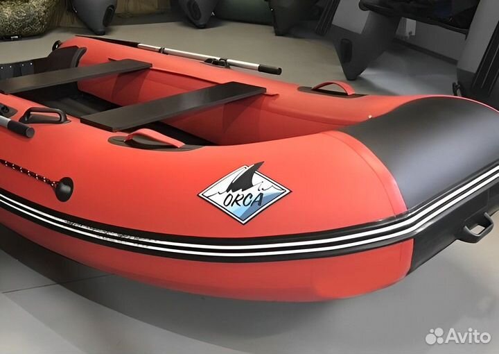 Лодка пвх Orca 340 нднд красный/темно-серый