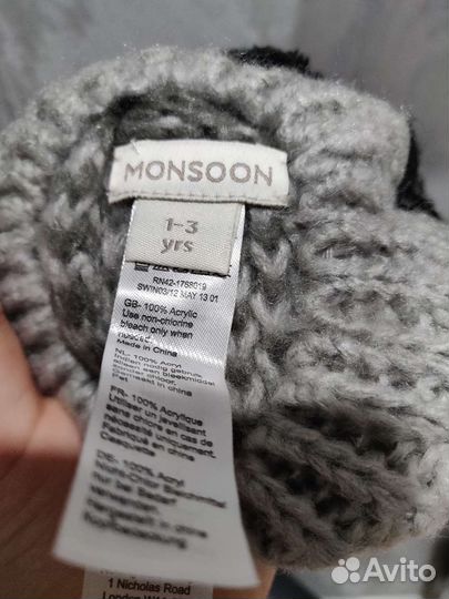 Шапка варежки комплект детский 1-3 года