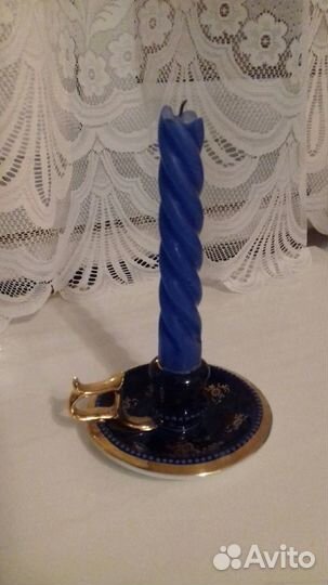 Подсвечник.Кобальт с позолотой.Чехия.Клеймо