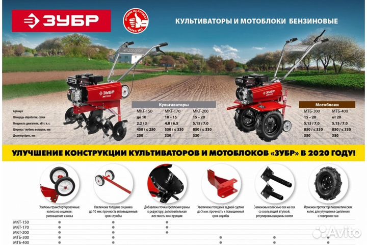 Бензиновый мотоблок Зубр мтб-300