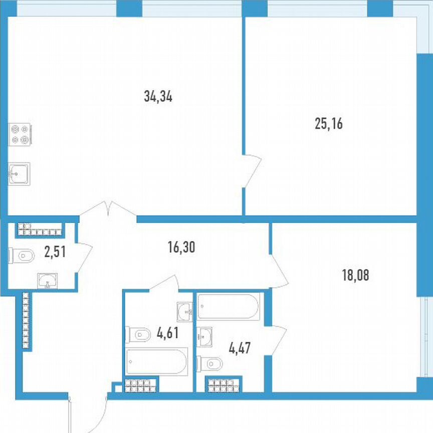 2-к. квартира, 105 м², 12/23 эт.