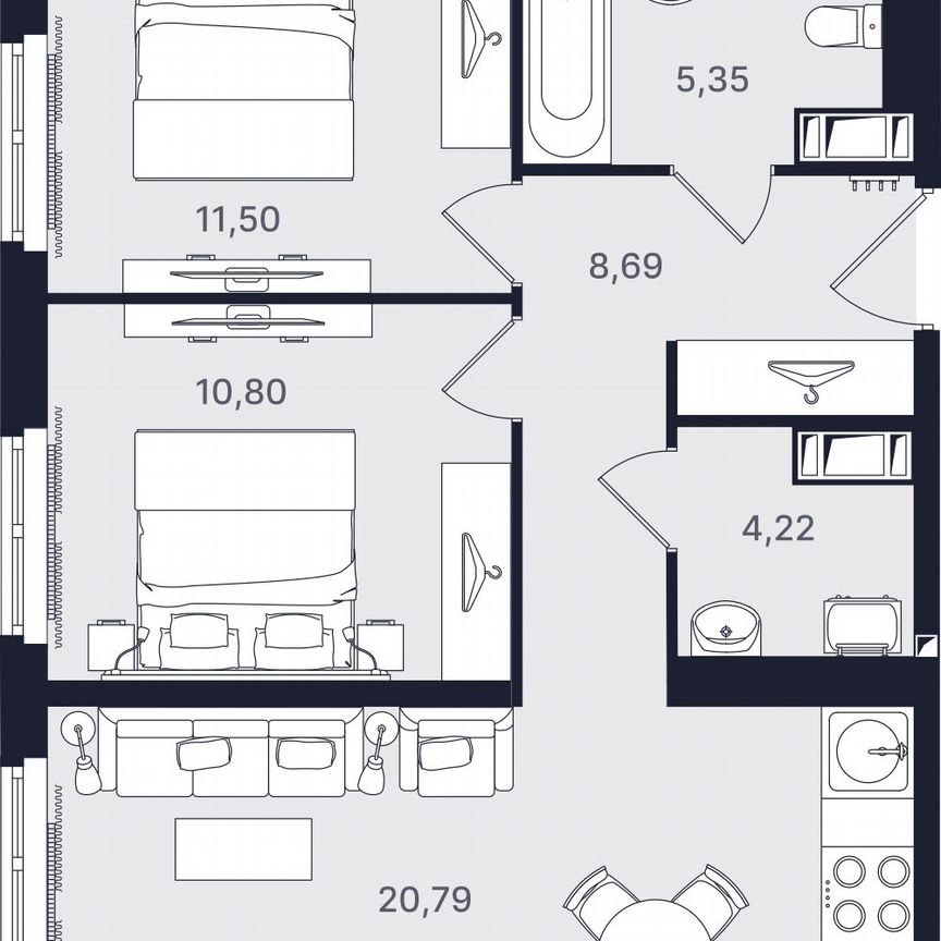 3-к. апартаменты, 61,4 м², 19/24 эт.