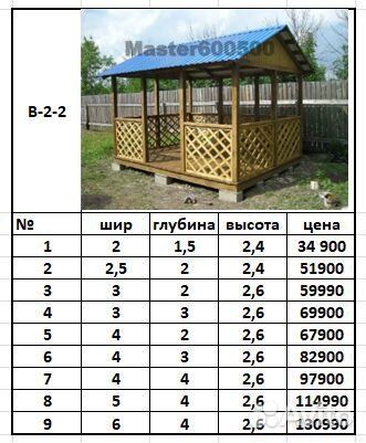 Беседка для дачи деревянная В-2-0