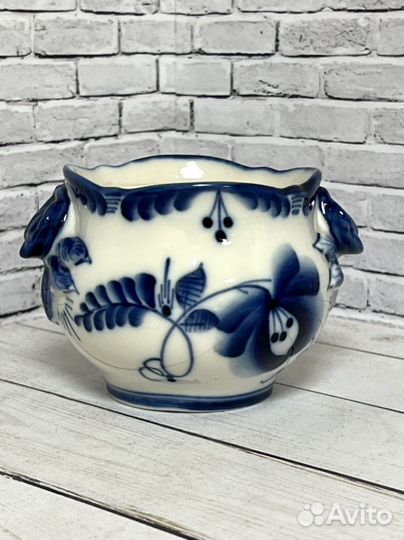 Конфетница Гжель. Винтаж. Ручная роспись