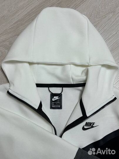 Зип худи Nike Tech Fleece бело-черно-серая