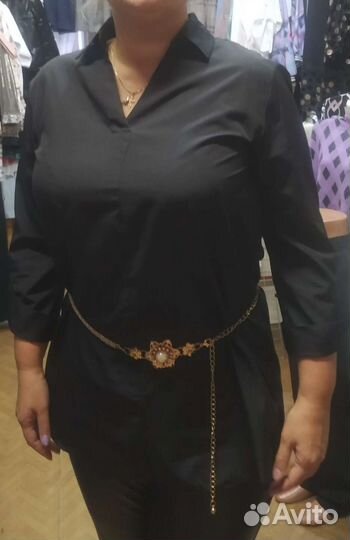 Блуза, рубашка черная двойка 50, 52, 54