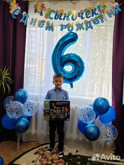 Растяжка с днем рождения и цифра 6