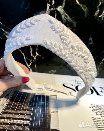 Ободок кокошник белый свадебный