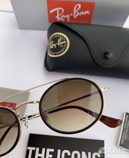 Очки ray ban oval Double Bridge коричневые