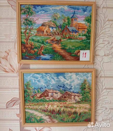 Продам текстильные картины вышитые крестиком