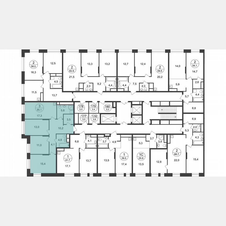 3-к. квартира, 85,1 м², 20/22 эт.