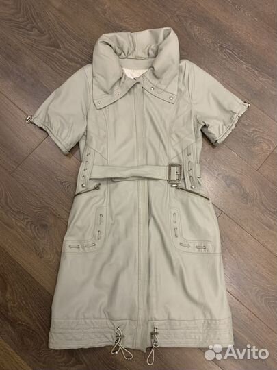 Кожаный плащ женский 48