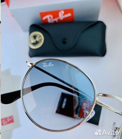 Солнцезащитные очки ray ban round metal голубые