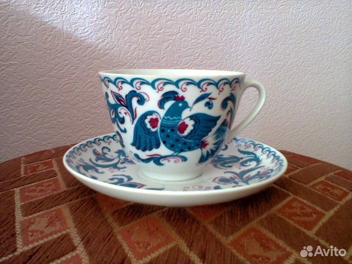 6 чайных пар Мифическая птица лфз, СССР