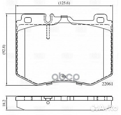 Тормозные колодки Mercedes C (W205) (14) F т/с