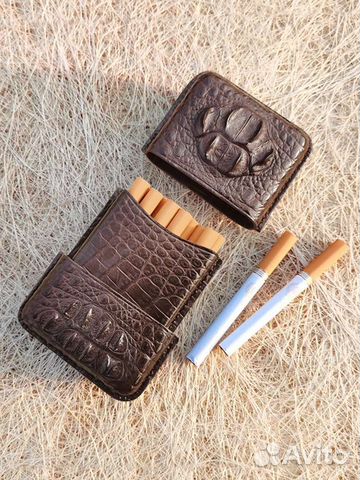 Портсигар из кожи крокодила, змеи, ската, питона