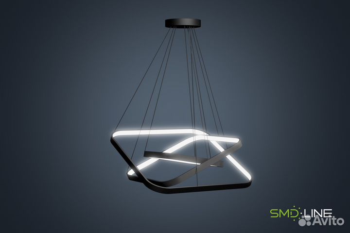 Светодиодная люстра в форме 3-х Квадратов