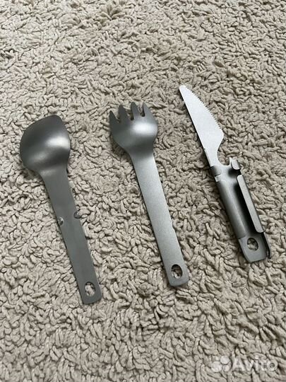 Набор титановый: ложка вилка нож Ti artisan