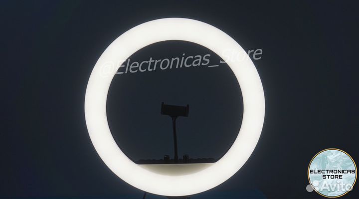 Кольцевая Лампа 45 см с Триногой Ярко-Белёсая