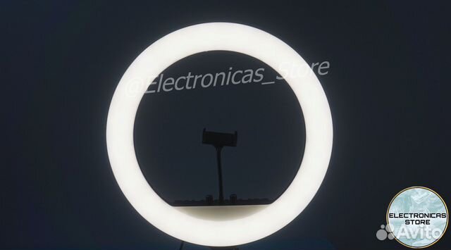 Кольцевая Лампа 45 см с Триногой Ярко-Белёсая