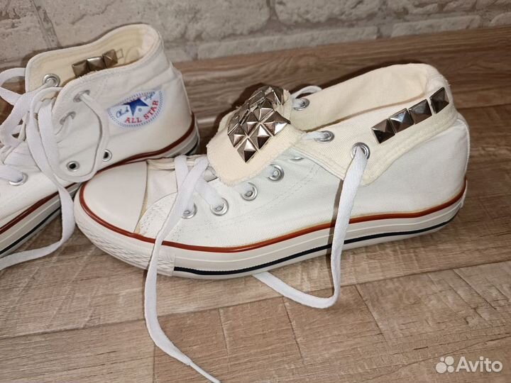 Кеды converse белые высокие