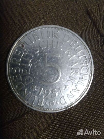 Фрг. 5 дойч марок 1951. Серебро