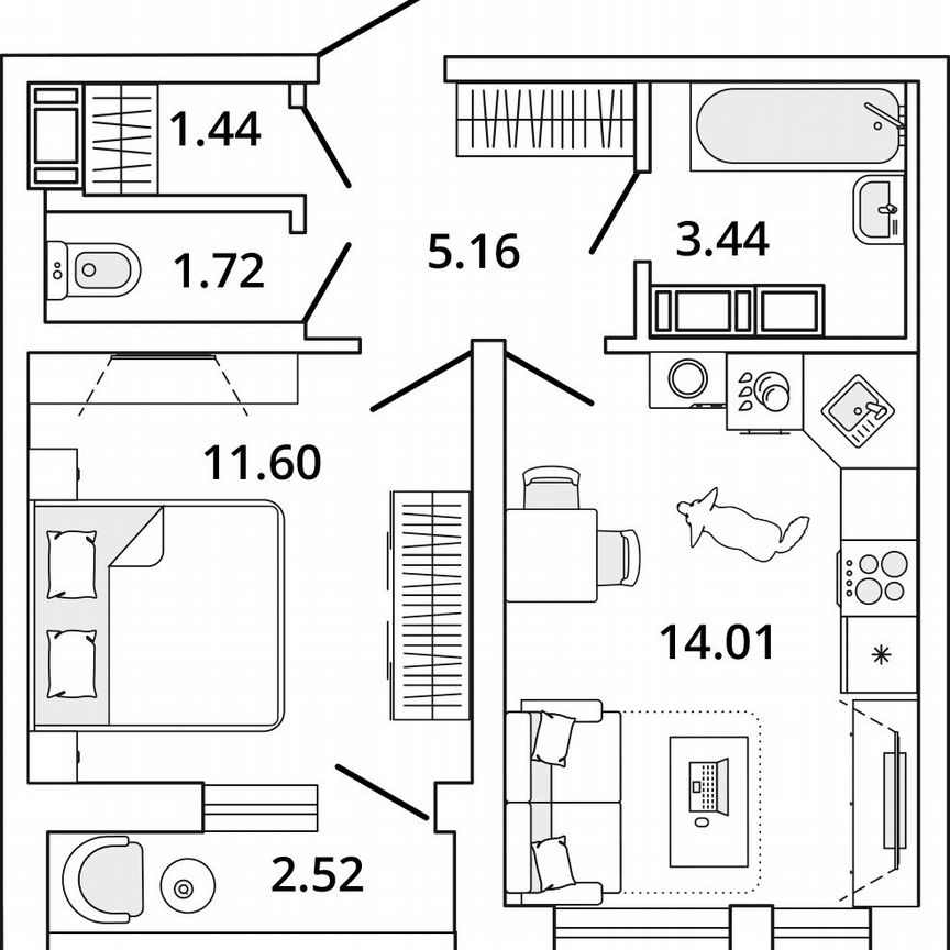 1-к. квартира, 38,6 м², 19/19 эт.