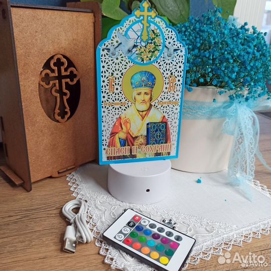 Икона Николая Чудотворца светильник ночник