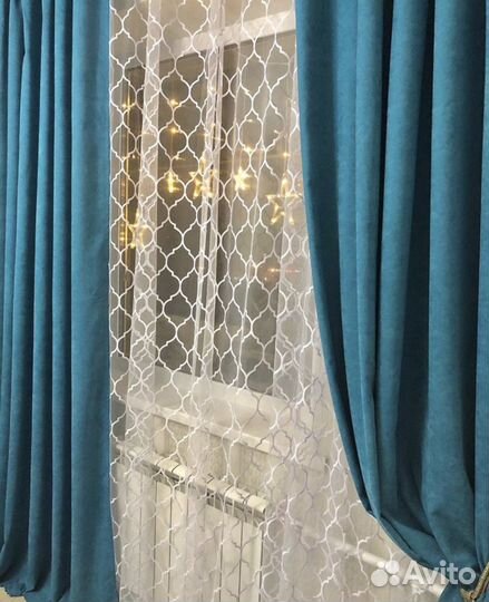 Шторы готовые бирюзовые, новые