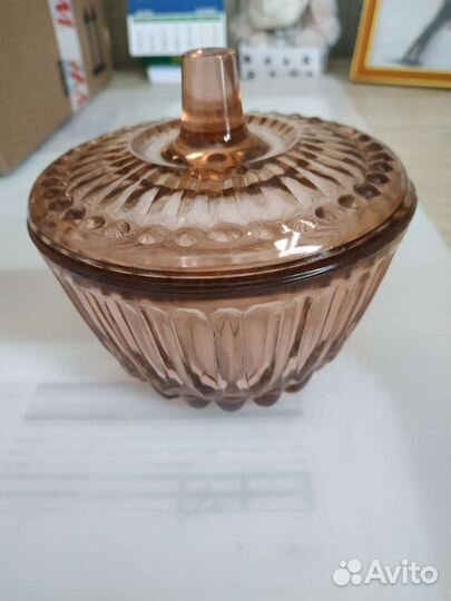 Вазочка, сахарница розовое стек
