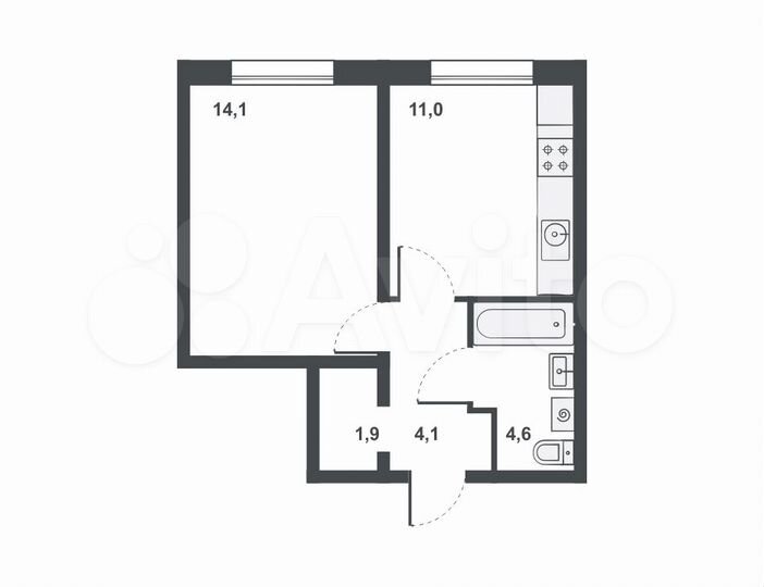 1-к. квартира, 35,7 м², 5/17 эт.