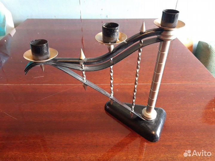 Подсвечник тройной металлический СССР
