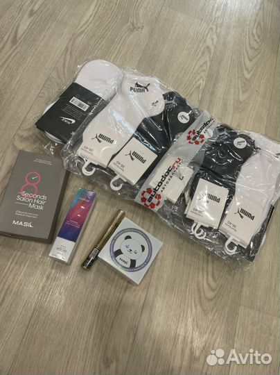 Тушь,крем,маска,пачти,носки