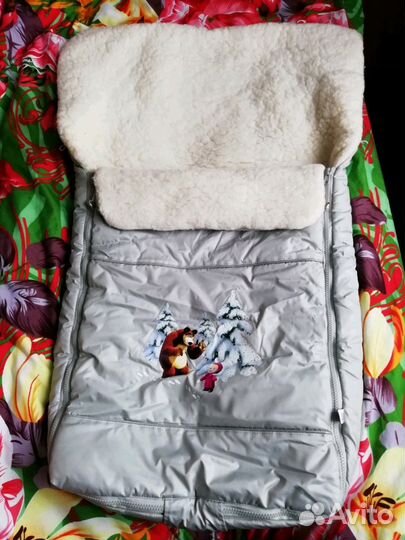 Меховой зимний конверт в коляску