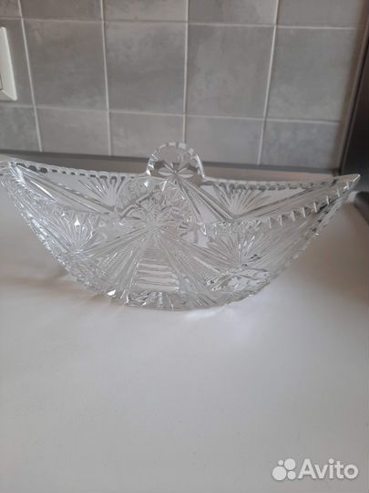 Салатница-конфетница Ладья Хрусталь СССР