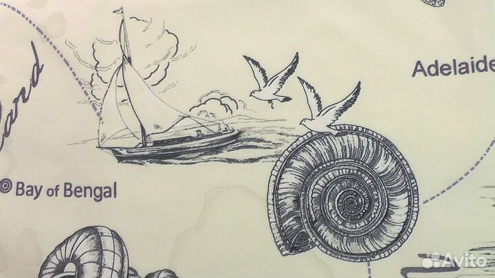 Портьера лён с морской тематикой