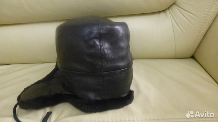 Шапка ушанка кожаная детская
