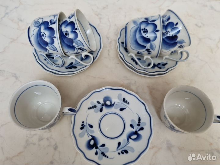 Чайные и кофейные пары гжель