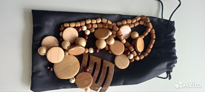 Деревянные бусы, 80см