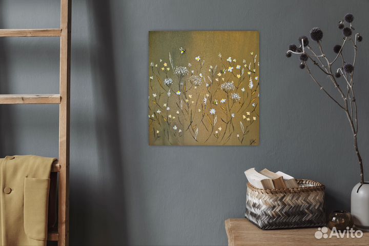Интерьерная картина маслом Полевые цветы