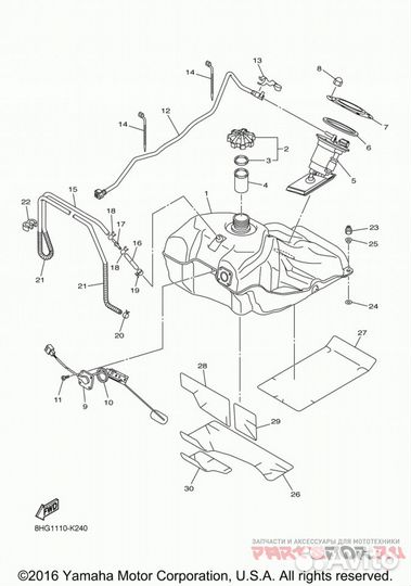 Бензобак снегоход Yamaha RS / RX / VK10