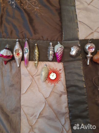 Елочные игрушки СССР и верхушка стеклоярус