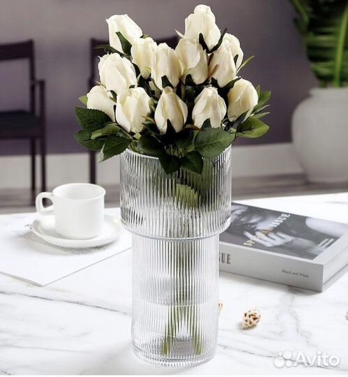 Ваза рельефная рефленая стекло