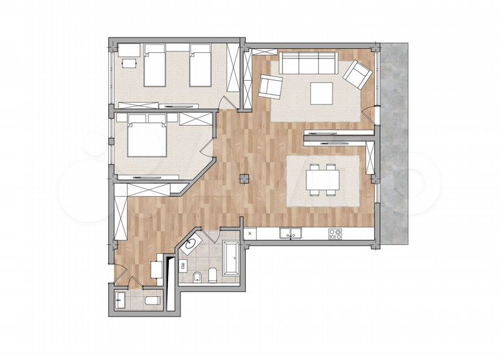 3-к. квартира, 126,4 м², 3/9 эт.