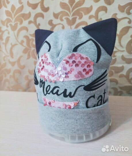 Шапка кошка блестящая