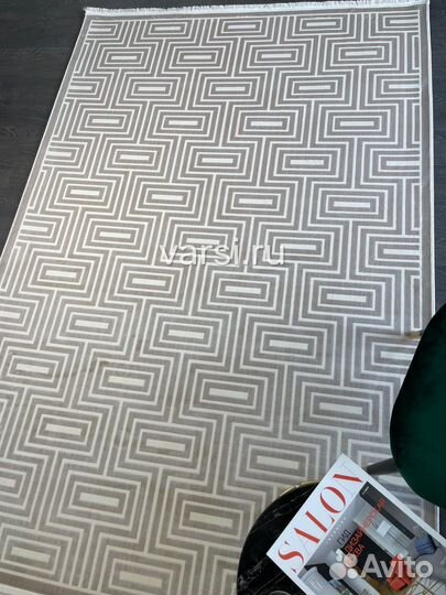 Ковер 3 на 4 иранский бежевый геометрический узок