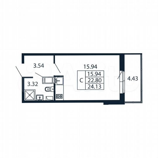 Квартира-студия, 24,1 м², 11/12 эт.