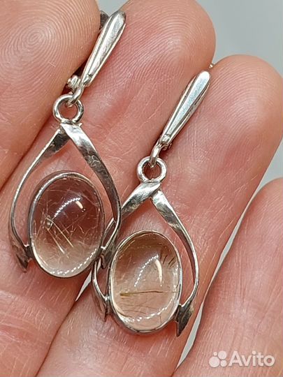 Серьги кольцо кулонс волосатиком