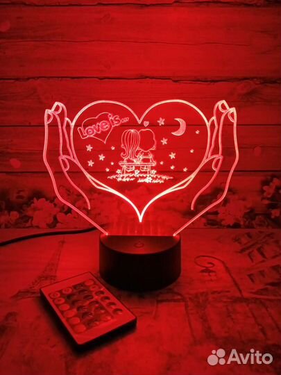 Ночник 3-D с индивидуальной гравировкой